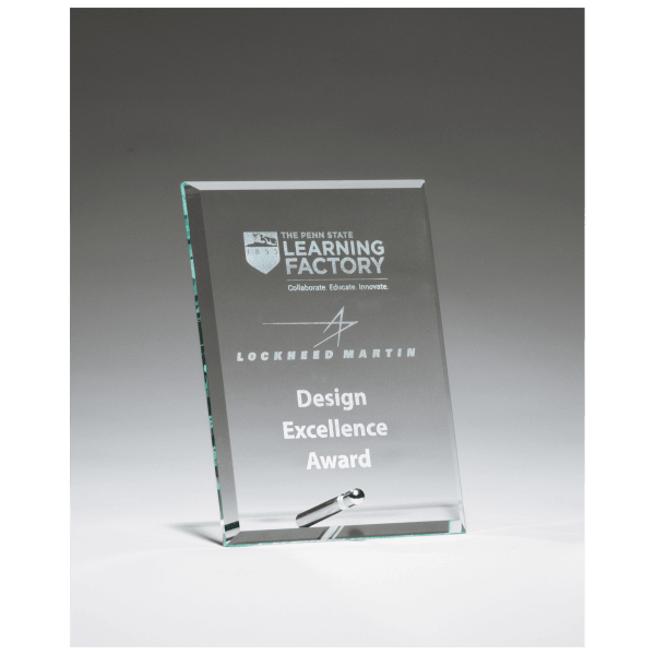 5″ x 7″ Clear Glass Award with Silver Plated Easel Post