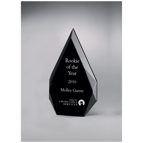 5 1/4″ x 8 7/8″ Flame Series Clear Freestanding Acrylic with Black Silk Screened Back