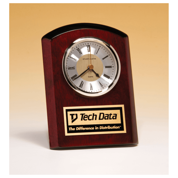 5″ x 7″ Rosewood Piano Finish Clock, Diamond Spun Dial,Three Hand Movement with Black Plate