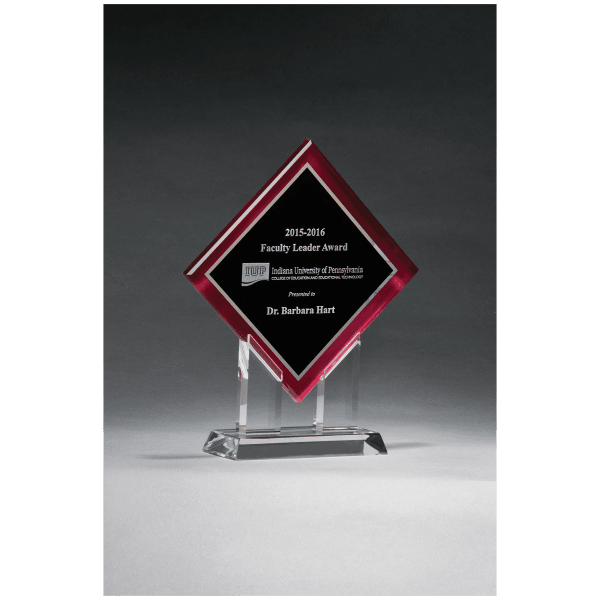 8 1/2″ x 10″ Diamond Series Acrylic w/Printed Red Border, Silver Mirror Highlights