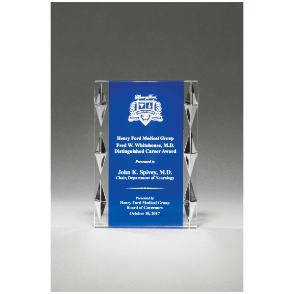 6″ x 8″ Freestanding Acrylic with Blue Background and Carved Jewel Accents