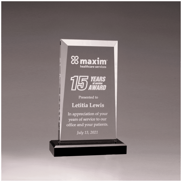 5″ x  7 3/4″ Apex Series Clear Acrylic Award with Black Base
