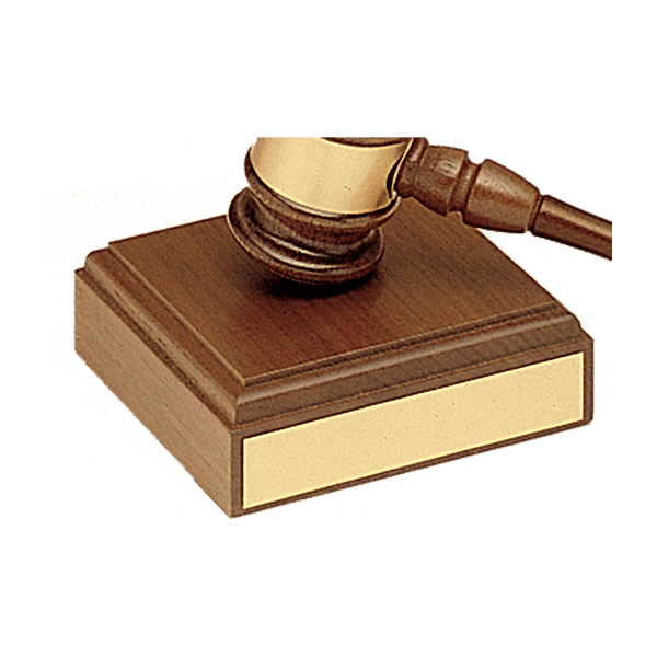 4 1/2″ x 4 1/2″ Walnut Gavel Sounding Block with Gold Plate for Personalization (Gavel Sold Separately)