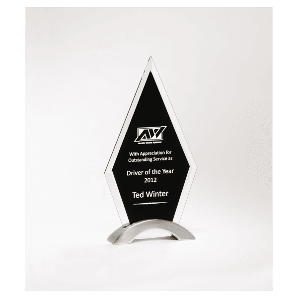 5 5/8″ x 9 5/8″ Beveled Clear Glass with Black Silkscreen and Silver Aluminum Accent Base