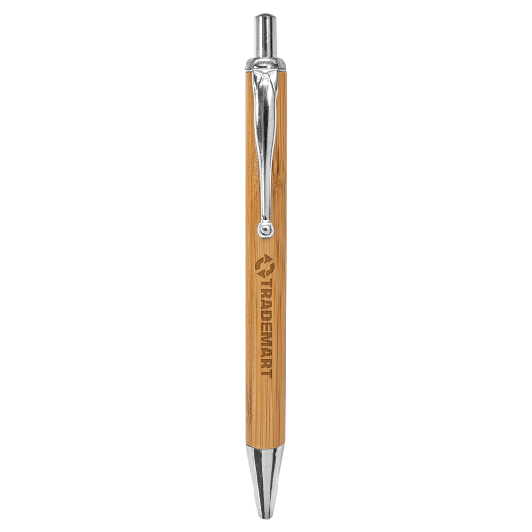Bamboo with Silver Trim Laserable Pen