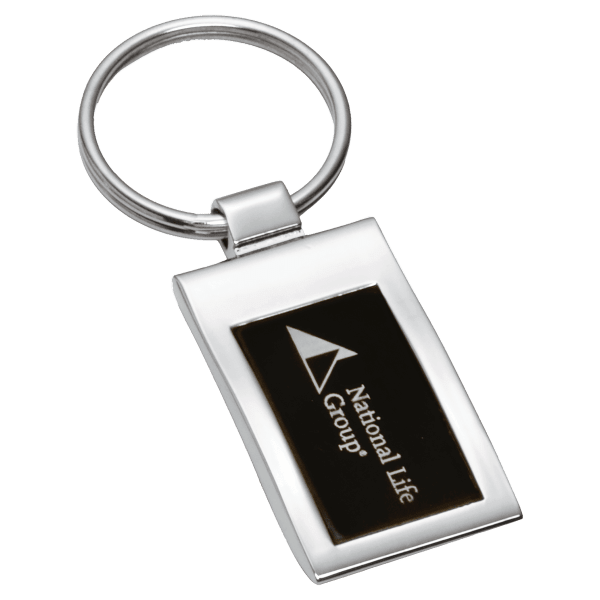 1″ x 3 1/4″ Chrome Plated Key Ring with Black Aluminum Insert