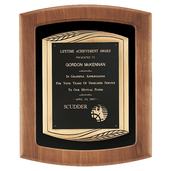14″ x 17″ American Walnut Frame with Black Velour Background and Back Laser Engravable Plate in an Antique Bronze Finished Frame Casting