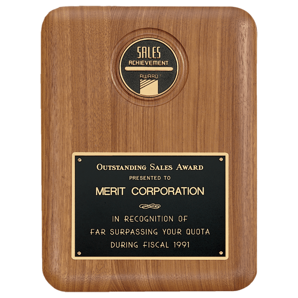 9″ x 12″ American Walnut CAM Plaque with Black Brass Plate (Medallion Sold Separately)
