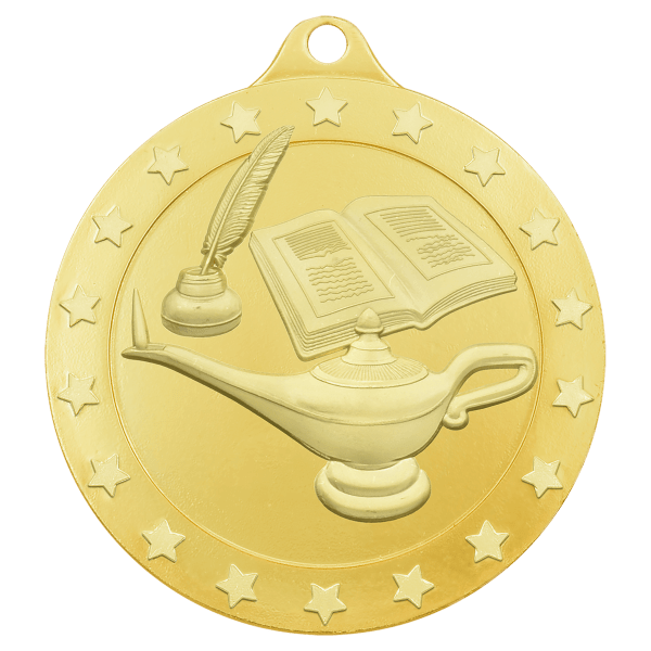 Gold 2 3/4″ Radiance Lamp of Knowledge Medal