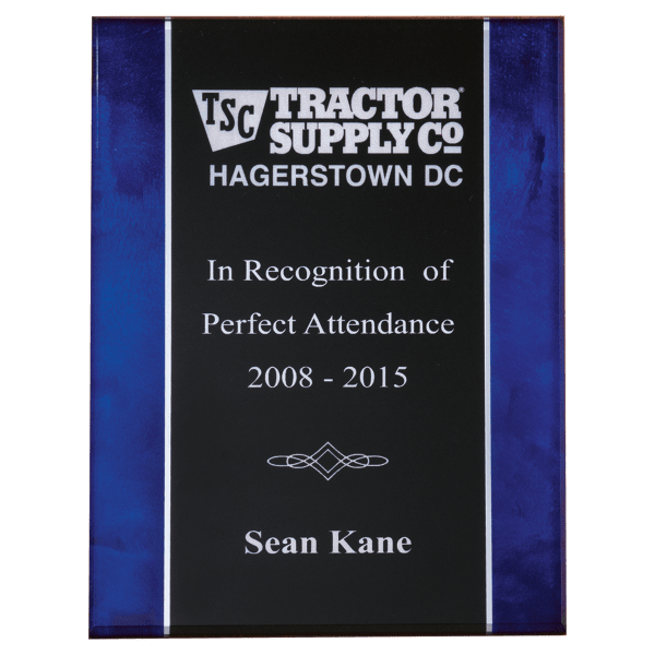 5 1/4″ x 7 1/4″ Acrylic Plaque Plate with Blue Border and Black Center
