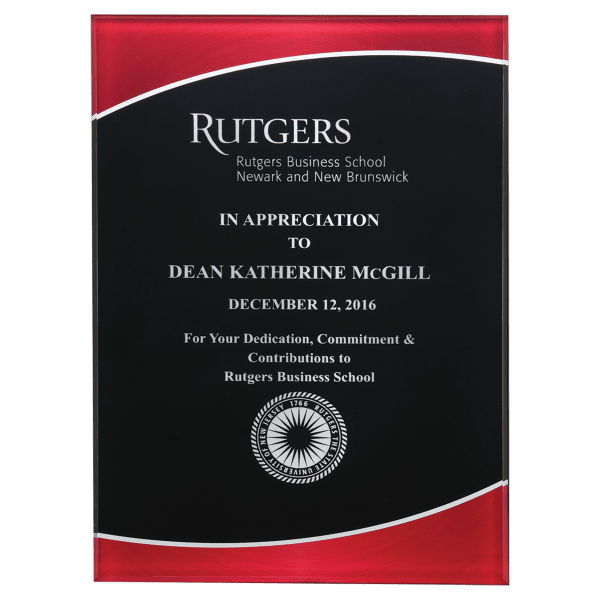 5 1/4″ x 7 1/4″ Acrylic Plaque Plate with Red Border and Black Center