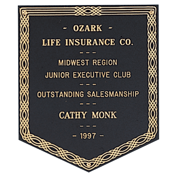 5 1/4″ x 6 1/4″ Laserable Black Brass Plate with Gold Design Border