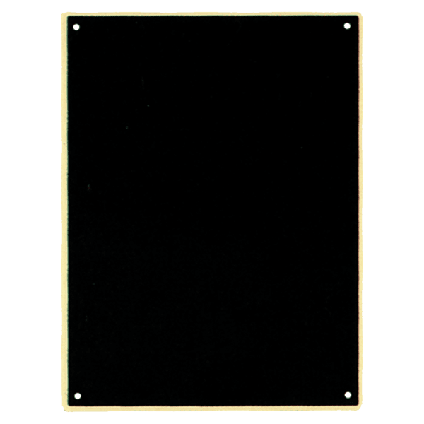 3 3/4″ x 7 1/2″ Black Brass Plate with Round Corners, Four Holes, and Gold Border