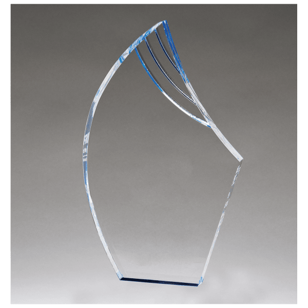 9 3/4″ Flame Series Clear Acrylic with Blue Accents-Upright Only