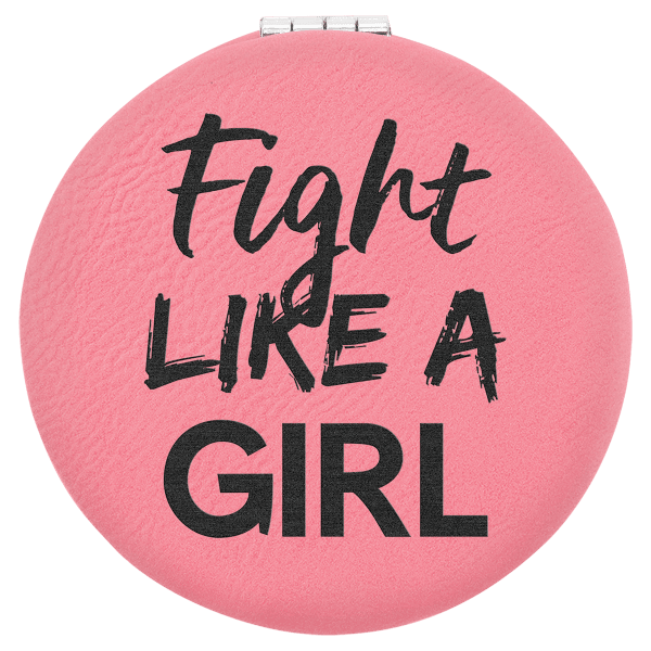 2 1/2″ Pink Laserable Leatherette Compact Mirror