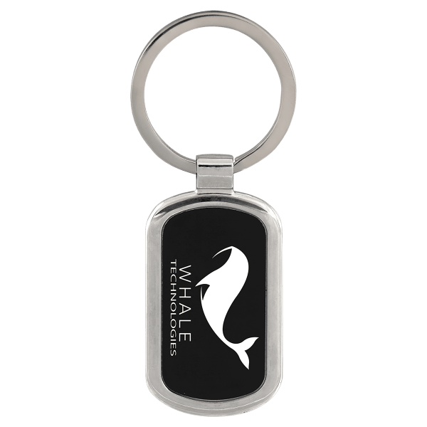 1 1/8″ x 1 7/8″ Black Laserable Rectangle Keychain