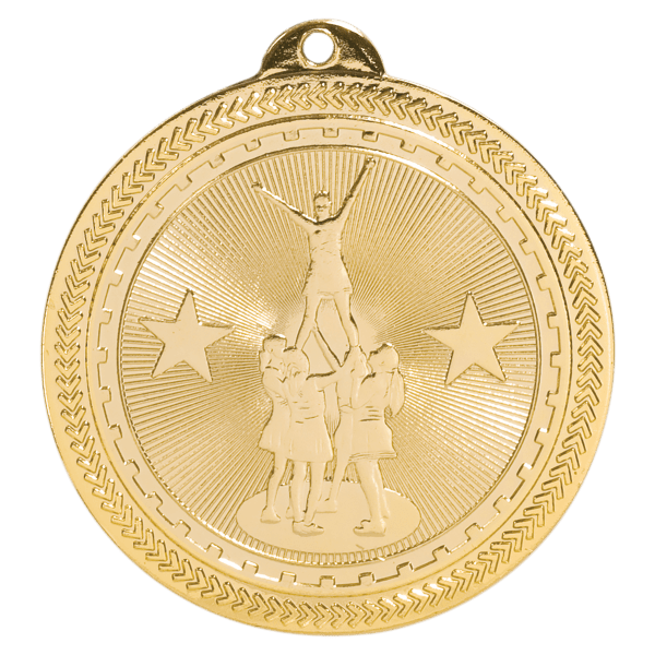 2″ Bright Gold Competitive Cheer Laserable BriteLazer Medal