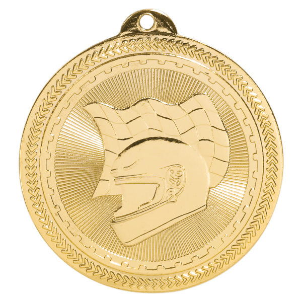 2″ Bright Gold Racing Laserable BriteLazer Medal