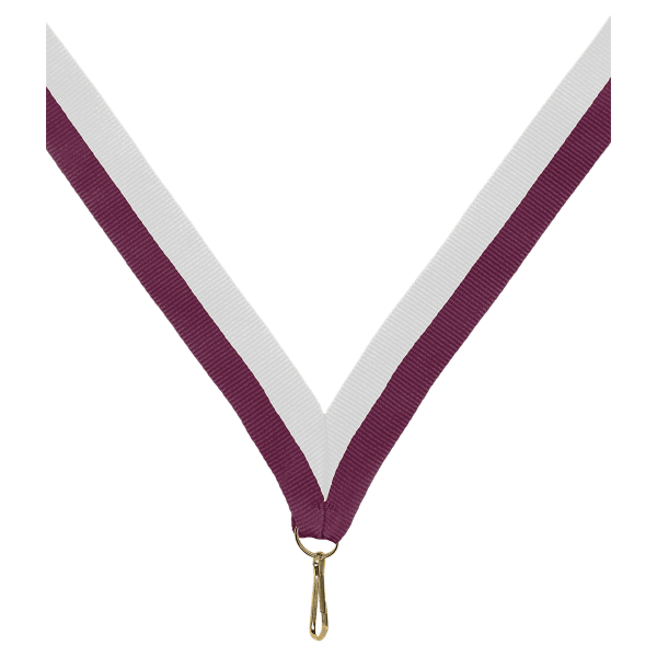 7/8″ Maroon/White Neck Ribbon with Snap Clip