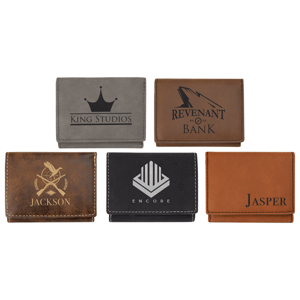 3″ x 4″ Laserable Leatherette Trifold Wallet Sample Set