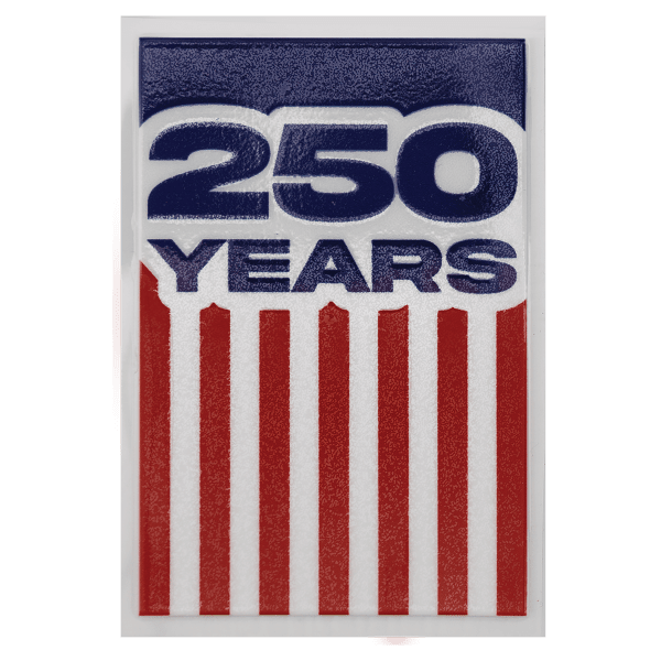3″ x 2″ Red, White, and Blue Rectangle 250 Years Flag UV DTF Sticker