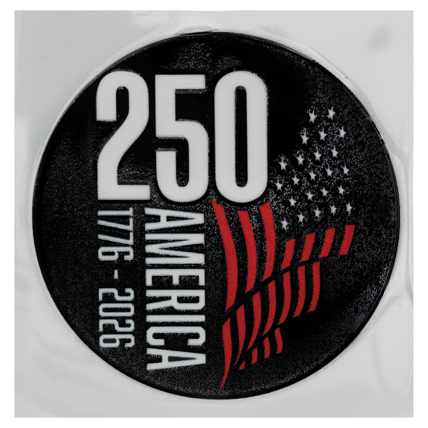 2 1/2″ Black Circle 250 America 1776-2026 UV DTF Sticker