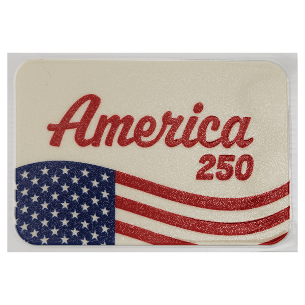 3″ x 2″ Red, Cream, and Blue Rectangle Retro America 250 UV DTF Sticker