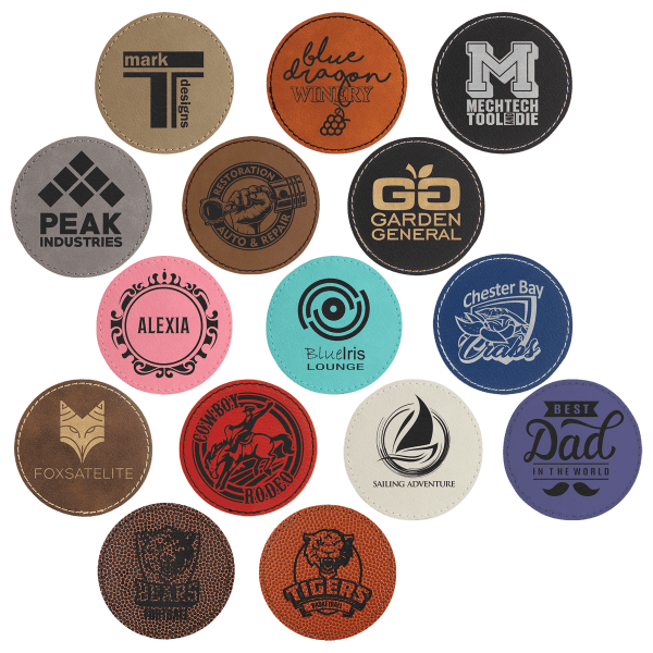 3″ Round Laserable Leatherette Patch with Kota Pro Adhesive Sample Set