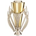 7 1/2" Silver/Gold Plastic Cup with Lid