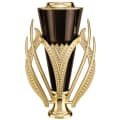 7 1/2" Gold/Black Plastic Cup with Lid