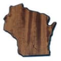 7 1/2" x 8" Walnut Finish Black Edge Wisconsin State Plaque
