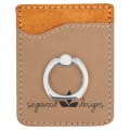 Light Brown Laserable Leatherette Phone Wallet with Silver Ring