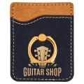 Black/Gold Laserable Leatherette Phone Wallet with Gold Ring