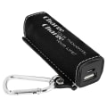 Black/Silver Laserable Leatherette 2200 mAh Power Bank with USB Cord