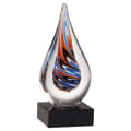 7 1/2" Teardrop Art Glass on Black Glass Base-No Plate