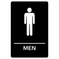 Men Restroom Pre-Designed ADA Sign, Black/White, 6" x 9"
