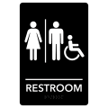 Unisex Accessible Restroom Pre-Designed ADA Sign, Black/White, 6" x 9"