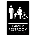 Family Accessible Restroom Pre-Designed ADA Sign, Black/White, 6" x 9"