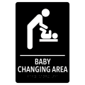 Baby Changing Area Pre-Designed ADA Sign, Black/White, 6" x 9"