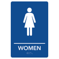 Women Restroom Pre-Designed ADA Sign, Blue/White, 6" x 9"