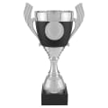 12 1/2" Silver with Black Completed Plastic Cup Trophy with Black Marble Base