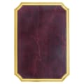 5 1/4" x 7 1/4" Ruby Marble Brass Plated Steel Plate with Four Holes, Notched Corners, and Florentine Design Border