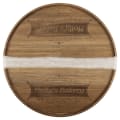 16" x 3/4" Acacia with White Pearl Resin Round Serving Tray