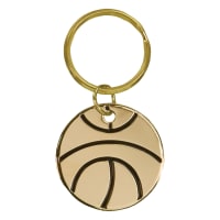 1 1/2" Gold Basketball Brass Keychain