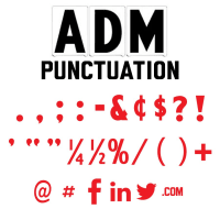 4"(H) Red ADM Font Punctuation Gemini Pronto Letter Sets