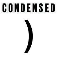 8"(H) Black Condensed Font Right Parenthesis Gemini Pronto Changeable Copy