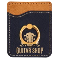Black/Gold Laserable Leatherette Phone Wallet with Gold Ring