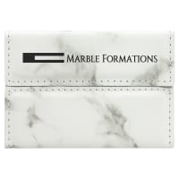 3 3/4" x 2 3/4" White Marble Laserable Leatherette Hard Business Card Holder