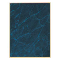 5" x 7" Blue Marble/Gold Marbleized Brass Plated Steel Plaque Plate