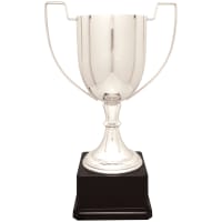 14 1/4" Silver Completed Zinc Cup Trophy on Plastic Base